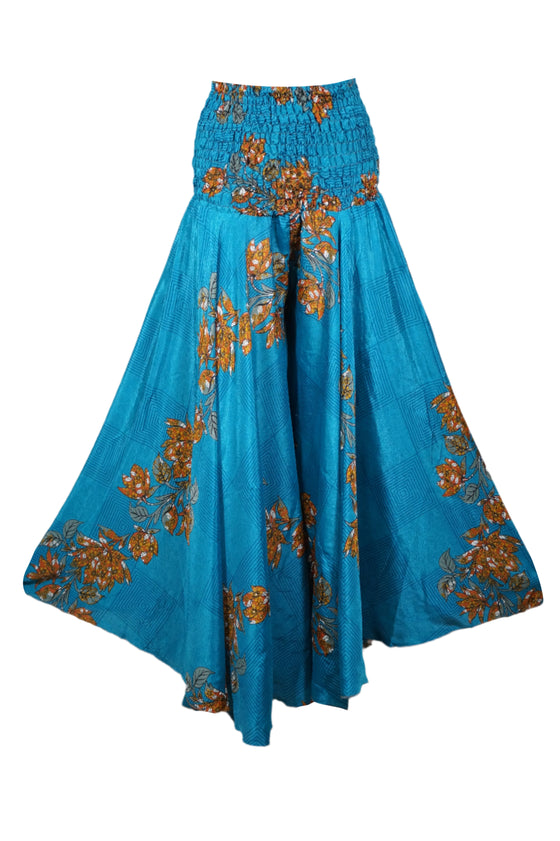 Royal Blue Boho Palazzo Pants – Handmade Flowy Wide-Leg Trousers for Women SM