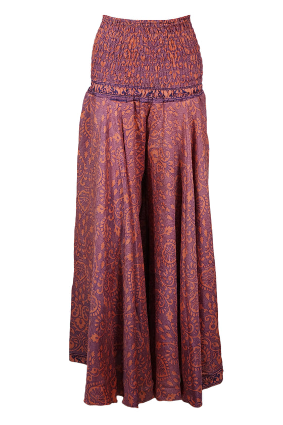 Bohemian Red Wide-Leg Pants – Handmade Flowy Pants for Women, Chic & Comfortable SM