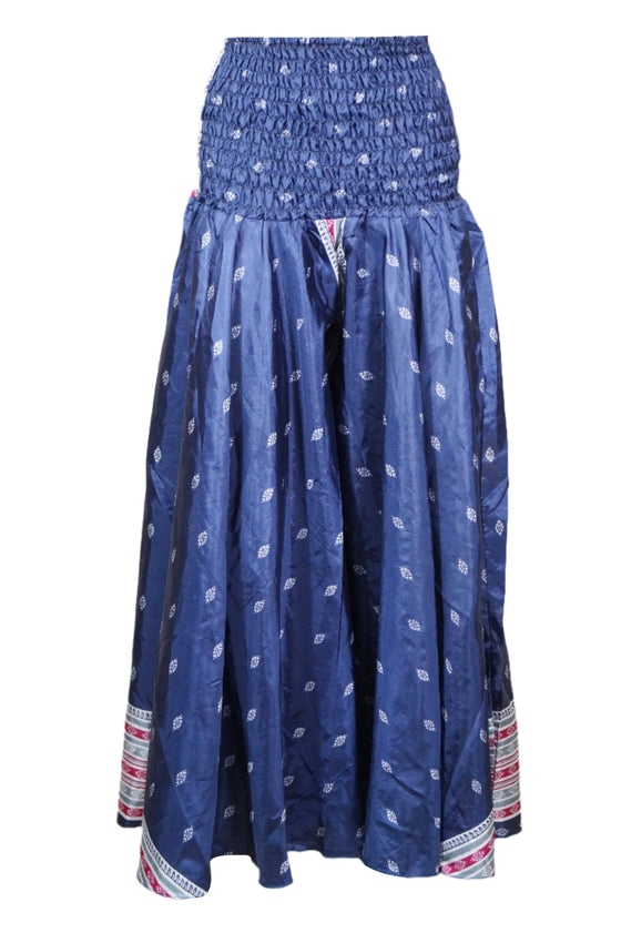 Cobalt Blue Boho Wide-Leg Pants – Handmade Flowy & Flared Palazzo Style SM