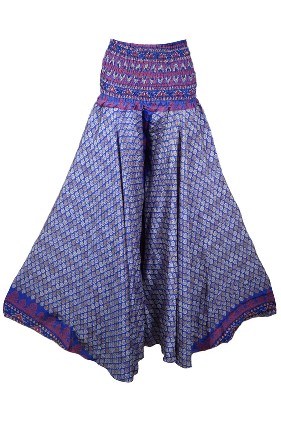 Bohemian Iris Purple Flowy Pants – Handmade Flared Palazzo with Skirt-Like Grace SM