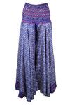 Bohemian Iris Purple Flowy Pants – Handmade Flared Palazzo with Skirt-Like Grace SM