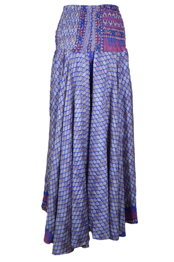 Bohemian Iris Purple Flowy Pants – Handmade Flared Palazzo with Skirt-Like Grace SM