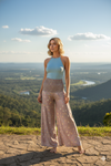 Oyster Pink Bohemian Wide-Leg Pants – Handmade Flowy Palazzo Elegance for Women SM