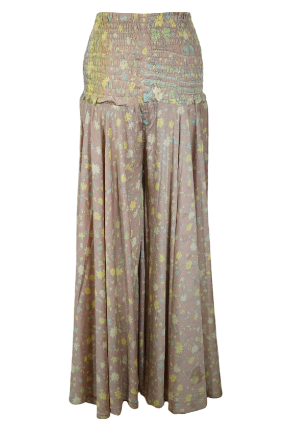 Oyster Pink Bohemian Wide-Leg Pants – Handmade Flowy Palazzo Elegance for Women SM