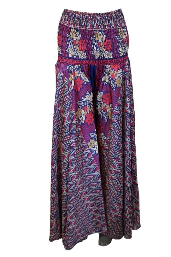 Bohemian Plum Purple Palazzo Pants – Handmade Flowy Wide-Leg Skirt-Style Trousers SM