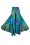 Boho Chic Cerulean Blue & Pink Floral Wide-Leg Pants – Flowy Skirt-Inspired Palazzo SM