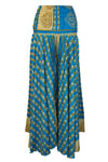 Bohemian Aegean Blue Wide-Leg Palazzo Pants – Flowing Divided Pant for Effortless  SM