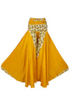 Bohemian Mango Yellow Wide-Leg Pants – Handmade Flowy Split Palazzo for Effortless SM