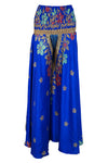 Women’s Navy Blue Boho Palazzo Pants – Handmade Flowy Wide-Leg Flared Trousers SM
