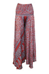 Bohemian Red Palazzo Pants – Handmade Flowy Wide-Leg Pants for Women SM