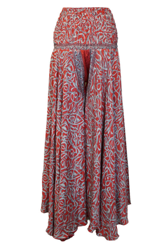 Bohemian Red Palazzo Pants – Handmade Flowy Wide-Leg Pants for Women SM
