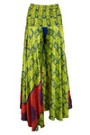 Hippie Pea Green Floral Palazzo Pants Wide-Leg Trousers for Women SM