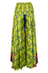 Hippie Pea Green Floral Palazzo Pants Wide-Leg Trousers for Women SM