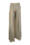 Bohemian Beige Floral Palazzo Pants – Flowy Resort-Style Wide-Leg Trousers for Women SM