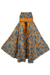 Women’s Gray and Orange Boho Palazzo Pants – Handmade Flowy Wide-Leg Trousers SM