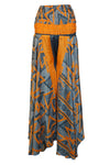 Women’s Gray and Orange Boho Palazzo Pants – Handmade Flowy Wide-Leg Trousers SM