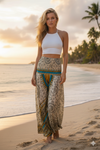 Women’s Bohemian Off-White Floral Palazzo Pants – Flowy, Elegant & Resort-Chic Style SM