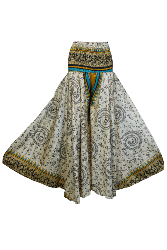 Women’s Bohemian Off-White Floral Palazzo Pants – Flowy, Elegant & Resort-Chic Style SM