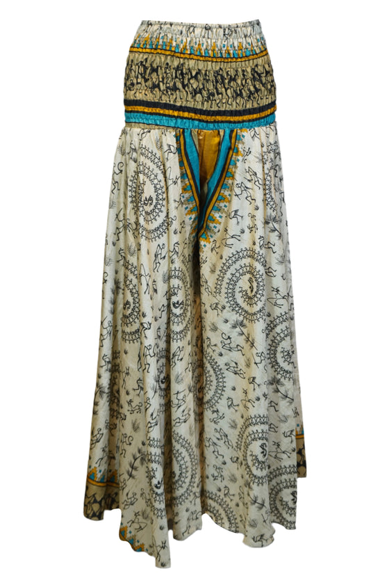 Women’s Bohemian Off-White Floral Palazzo Pants – Flowy, Elegant & Resort-Chic Style SM