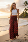 Bohemian Bright Red Palazzo Pants – Handmade, Flowy & Effortlessly Chic Resort wear SM