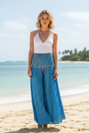 "Women’s Sky Blue Boho Palazzo Pants – Handmade, Breezy & Effortlessly Elegant SM