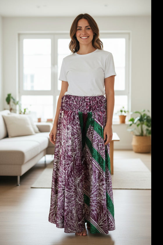 Purple Boho Flare Pants – Free-Flow Hippie Spell-Inspired Divided Palazzo for Women SM