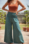 Handmade Ocean Blue Boho Palazzo Pants Resort Wear, Elegant & Breezy SM