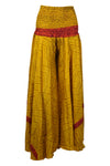 Golden Glow Boho Wide-Leg Pants – Handmade Flowy Split Palazzo for Effortless SM