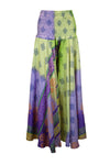 Bohemian Palazzo Pants – Green & Purple Floral Print, Free-Spirited & Flowy Elegance SM