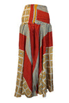 Red & Beige Boho Palazzo Pants – Flowy Wide Leg Pants with Whimsical Floral Print SM