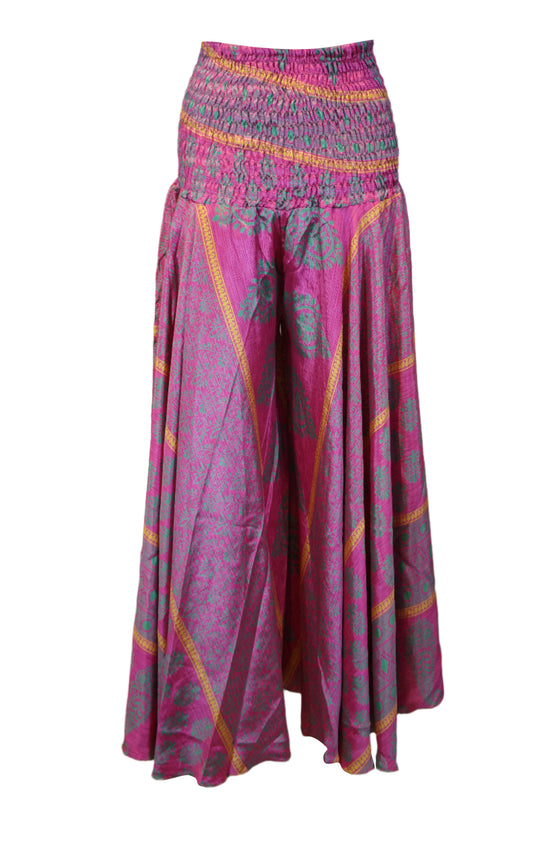 Dark Pink Boho Palazzo Pants – Handcrafted Flowy Floral Wide Leg Pants for Women  SM