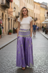 Handcrafted Iris Purple Boho Floral Palazzo Pants – Flowy Wide-Leg Trousers SM