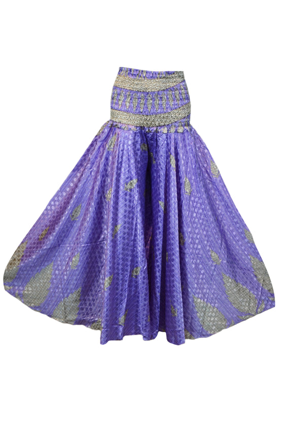 Handcrafted Iris Purple Boho Floral Palazzo Pants – Flowy Wide-Leg Trousers SM