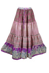 Women's Skirt Light Pink Floral Long Skirt Patchwork Boho Skirts S/M