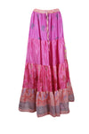 Women's Skirt Pink Flowy Maxi Skirt ML