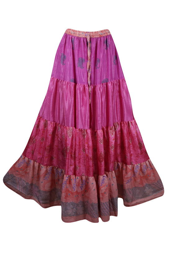 Women's Skirt Pink Flowy Maxi Skirt ML