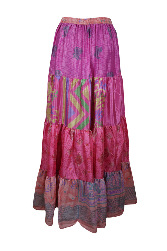 Women's Skirt Pink Flowy Maxi Skirt ML