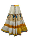 Women's Skirt Beige Yellow Floral Maxi Skirt Patchwork Boho Skirts S/M