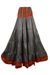 Women's Skirt Black Red Stylish Maxi Skirt Patchwork Boho Skirts S/M