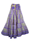Summer Purple Floral Beach Maxi Skirt Patchwork Boho Skirt Dress S/M
