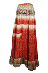 Bohemian Rose Red Floral Beach Maxi Skirt Stylish Boho Skirt Dress S/M