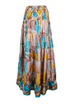 Summer Multi Pink Floral Beach Maxi Skirt Patchwork Boho Skirt Dress S/M