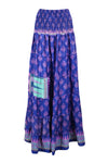 Bohemian Skirt Navy Blue Floral Maxi Skirt Stylish Boho Skirt Dress S/M