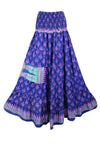 Bohemian Skirt Navy Blue Floral Maxi Skirt Stylish Boho Skirt Dress S/M