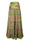 Summer Pear Green Floral Maxi Skirt Patchwork Boho Skirt Dress S/M