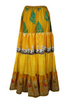 Trendy Flowy Skirt Yellow Floral Maxi Skirt Stylish Boho Skirt Dress S/M
