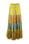 Trendy Flowy Skirt Yellow Floral Maxi Skirt Stylish Boho Skirt Dress S/M