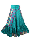 Trendy Flowy Skirt Sapphire Blue Floral Maxi Skirt Stylish Boho Skirt Dress S/M