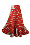 Women's Flowy Maxi Skirt Rose Red Dotted Skirt Stylish Boho Skirt Dress S/M