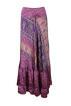 Women's Flowy Maxi Skirt Purple Floral Skirt Patchwork Boho Skirt Dress M/L